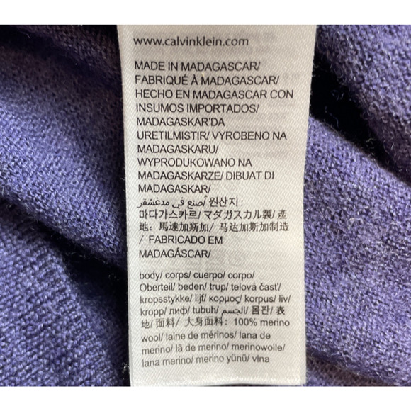 Calvin Klein Extra Fine Merino Wool Sweater Mens XL Purple V Neck Preppy Office - Picture 4 of 8
